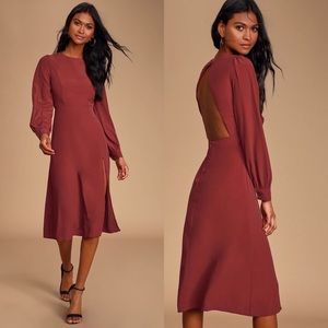 Lulus Backless Long Sleeve Midi Dress